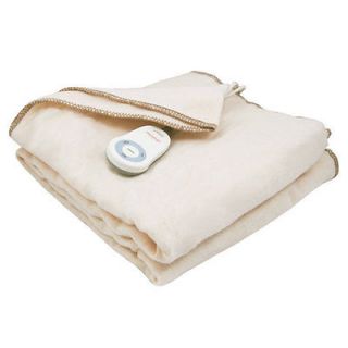   Fleece Throw Electric Heated Warming Blanket Seashell Off White