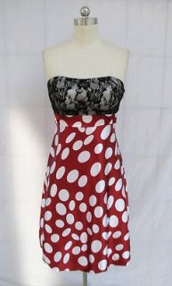 bl1053 polka dot lace padded strapless party dress size m