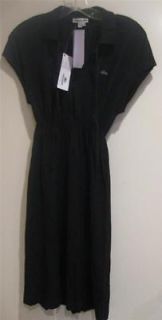 LACOSTE black polo dress pique modal split placket 44 size 12 NWT