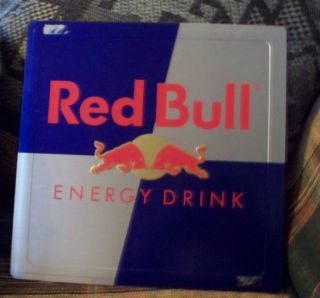 EXCELLENT CONDITION RED BULL METAL DISPLAY SIGN 10 X 10 INCHES