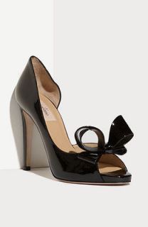 2012 Valentino Couture Bow dOrsay Black Patent Pump Sandals $675 