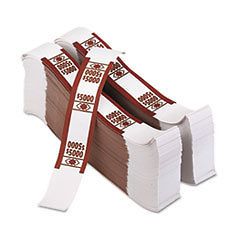    Coded Kraft Currency Straps, $50 Bill , $5000, Self Adhesive, Brown