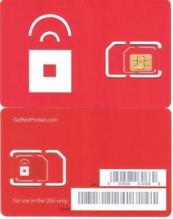 RED POCKET MOBILE DUAL CUT SIM STANDARD OR MICRO SIM CARD WORKS w/ AT 
