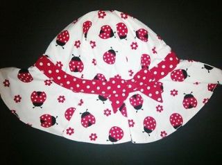 NEW Gymboree Polka Dot Ladybugs White Red Sun Hat Size 5 6 7 or 8 & Up 