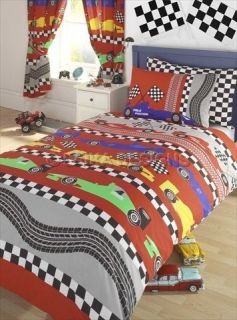 BOYS RACING CARS KIDS BEDDING BED SET SINGLE & DOUBLE   REVERSIBLE