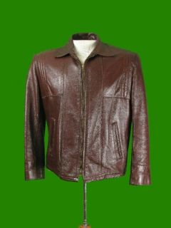 vintage 70s mod brown leather fight club jacket reed 40