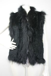   Fare Black Rex Fox Real Fur Vest Gilet Coat Jacket   Very Rachel Zoe