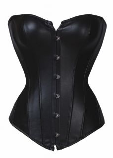 Black Faux Leather Corset Top Sexy Punk Lace Up Bustier Biker Girl 