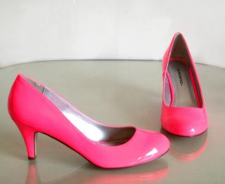 New Comfy Heel Round Toe Pumps Patent Black Bone Red Pink Orange 