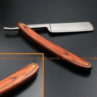   Natural Wooden Handle Polished Straight Shaving Razor CUT THROAT New