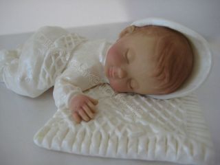 BABY CAKE TOPPER Baptism Christening gown lace pearl white favor 