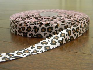 Satin Ribbon* 3 yards Pale Pink Leopard 7/8 inch Hair Bow Making 