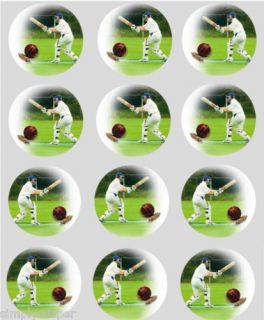 12 cricket cricketer rice paper cake toppers precut40mm time left