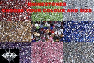 1000 Crystal Flat Back Acrylic Rhinestones Gems 1mm , 2mm , 3mm , 4mm 