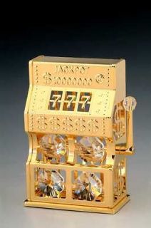 Slot Machine  24K Gold Plated W/Swarovski Crystal Ornament