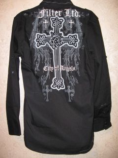 mens filter embroidered button shirt s nwt 
