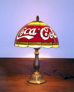 LARGE 20 COCA COLA Tiffany Style STAINED GLASS Style Table/Desk LAMP 