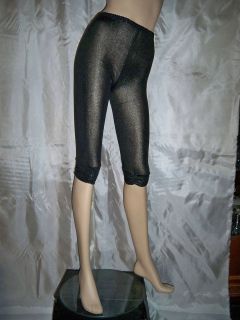 l3 black silver 80s stretch dance leggings tights s m