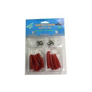 NEW CATFISH CHARLIES DIP BAIT WORMS RED 12 PK No. 6 Hook