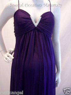 New Long Purple V Brooch Maternity Dress MEDIUM Baby Wedding 