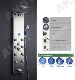 Tempered glass shower tower head & spout & functional jets panel tub 