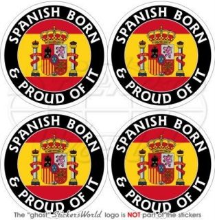 SPAIN Spanish Born & Proud 50mm(2) Vinyl Bumper Helmet Stickers 