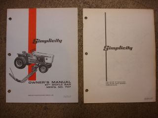 simplicity 57 sickle bar 707 mower parts owners manual time