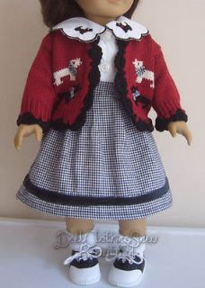 FREE SHIP 18 Inch American Girl DOLL CLOTHES Scotty Dog Skirt, Sweater 