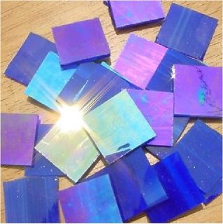 Cobalt Blue Iridized Mosaic Glass Tiles   Squares, Diamonds, Border or 