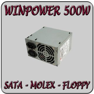 NEW QUIET WINPOWER 500W ATX PSU, SATA   MOLEX   FLOPPY   80mm FAN