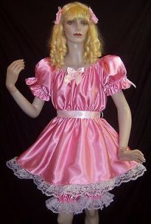 adult sissy baby lil girl style satin party pageant dress