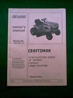  craftsman 12 hp tractor 502 255111 parts manual time