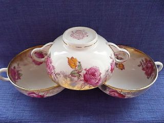 Vintage Soup Coupe Pink Roses Rosamund Barratts of Staffordshire 2 