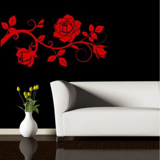 ROSE BUD PETALS BRANCH FLOWERS WALL ART STICKER DECAL MURAL STENCIL 