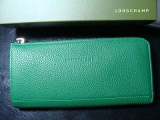 auth longchamp zip wallet new emerald