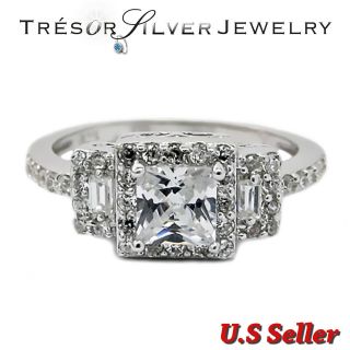   silver engagement ring cz cubic zirconia ring size 5 6 7 8 9 10