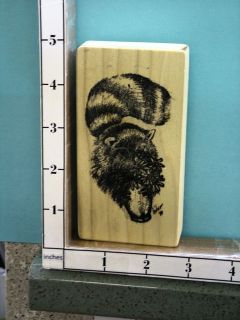 skunk raccoon flower pot animal rubber stamp 17y time left