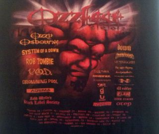   Ozzfest 2002 XL Black Tour Shirt Ozzy Rob Zombie P.o.d. Drowning Pool