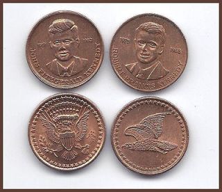 two tokens featuring john f robert f kennedy copper