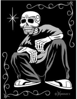 DGA HOMIES Artist Adult XL Black T Shirt Painted Vato Skulls Dia De 