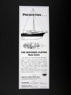   Boat Works Monterey Clipper Motor Sailer 1975 print Ad advertisement