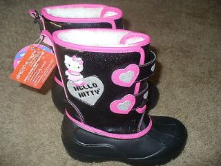 hello kitty girls black winter snow boots shoes size 3