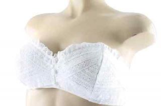 Famous Catalog NEW White Vintage Lace Overlay Bandeau Swimsuit Tops 