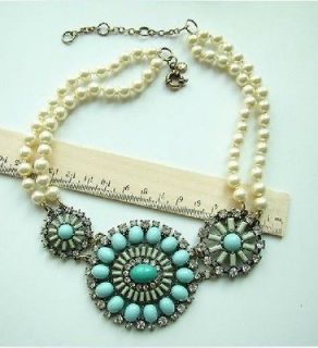2013 New Jewelry pearl Crystal turquoise Resin Flower necklace
