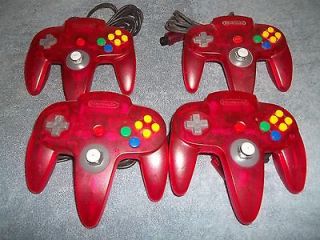 4x WATERMELON RED Clear Official Nintendo 64 Controllers OEM Lot of 4 