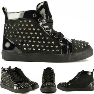 Ladies Womens Studded Spike High Hi Top Trainers Pumps Flat Ankle 