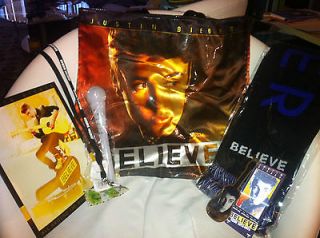 JUSTIN BIEBER BELIEVE TOUR VIP PACKAGE   BAG, SCARF, CLEAR MICROPHONE 