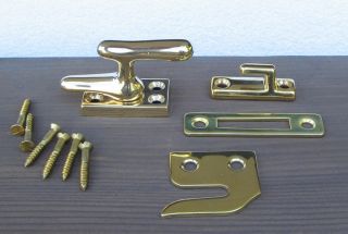 Reproduction Solid Brass Casement Window Latch in Polished Brass 