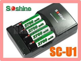 Soshine SC U1 SCU1 NiMH NiCd Battery Charger+4x 1.2v AA 2700 mAh 