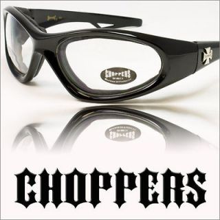 Choppers Motorcycle Goggles Clear Lens Shades Black Polycarbonate 